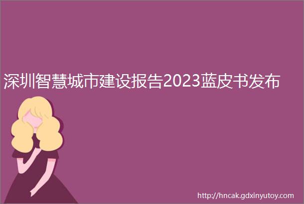 深圳智慧城市建设报告2023蓝皮书发布